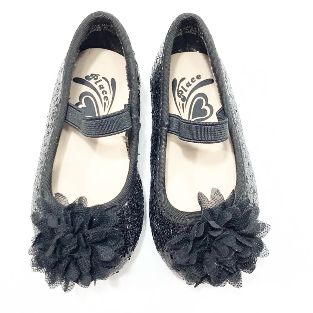 ✨🖤 Place Black Sequin Dress Shoes Girls Size 4 🖤✨ - Picture 6 of 11